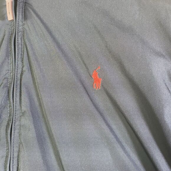 Vintage Polo Ralph Lauren Hooded Jacket Mens Large Black Red Pony Preppy - Picture 2 of 16